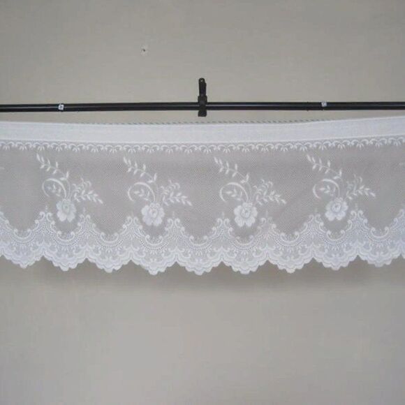 Curtain Lace Valance Floral Flowers 17" W x 61" L - Picture 1 of 4